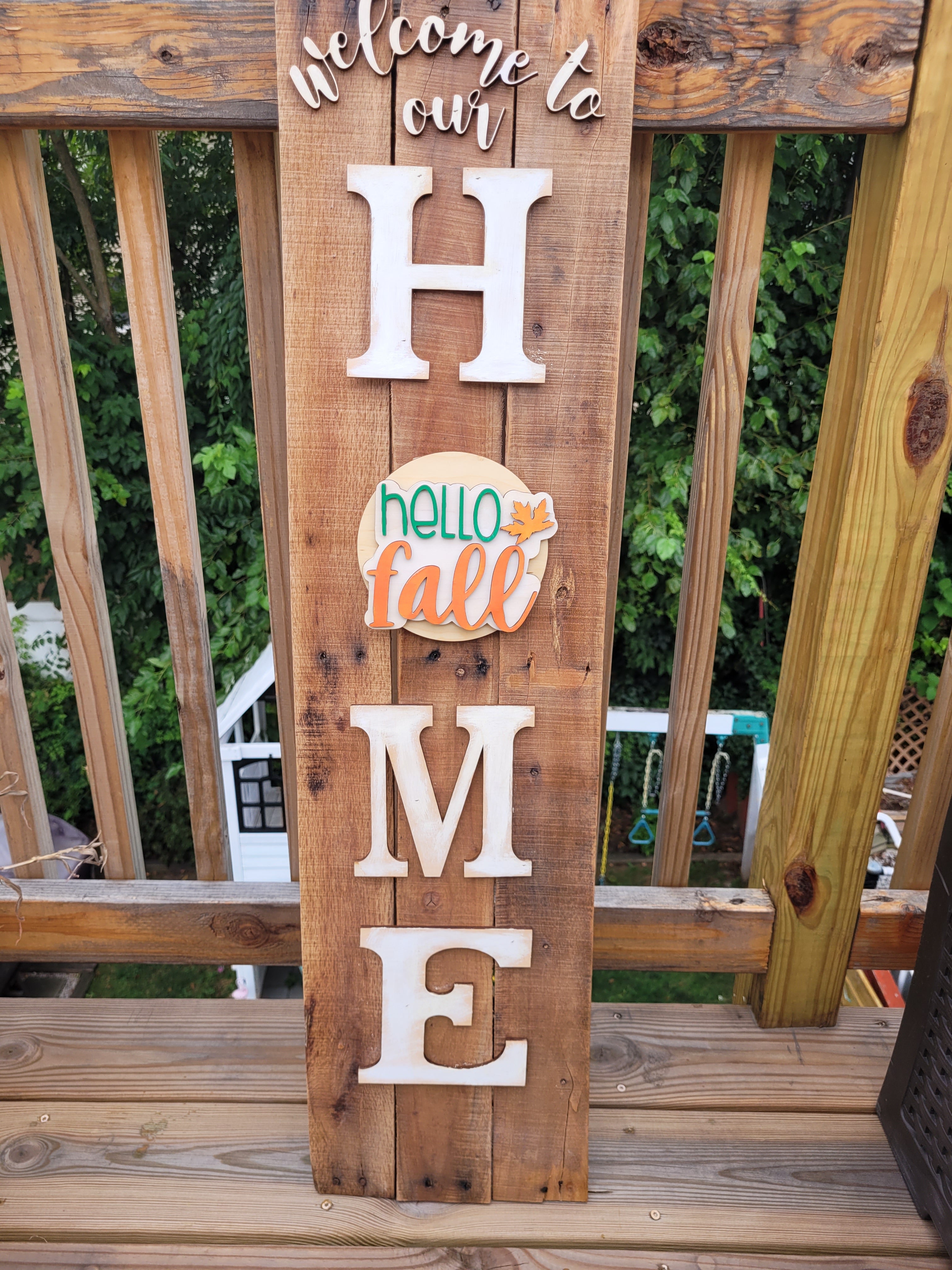 Rustic Wood Welcome Sign interchangeable/seasons of the year