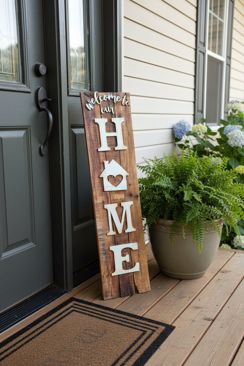 Rustic wood Welcome Sign