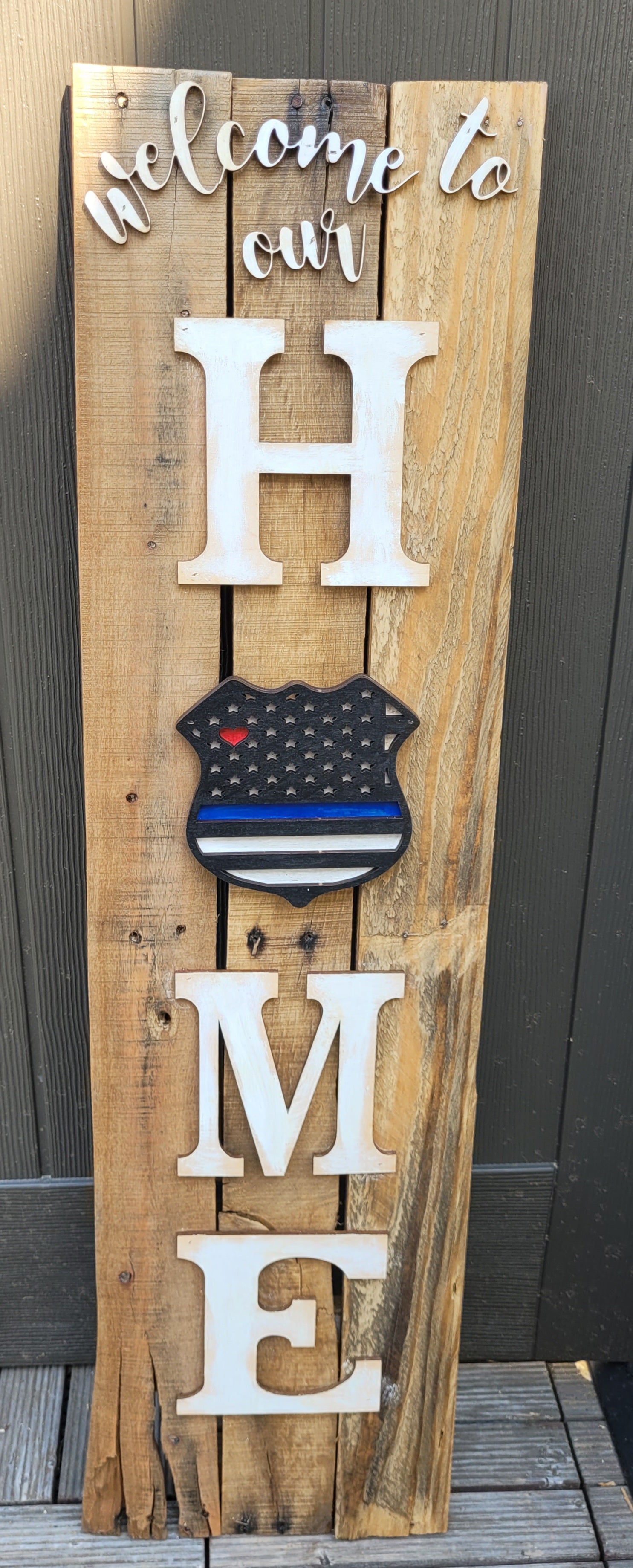 Rustic wood Welcome Sign (Police)