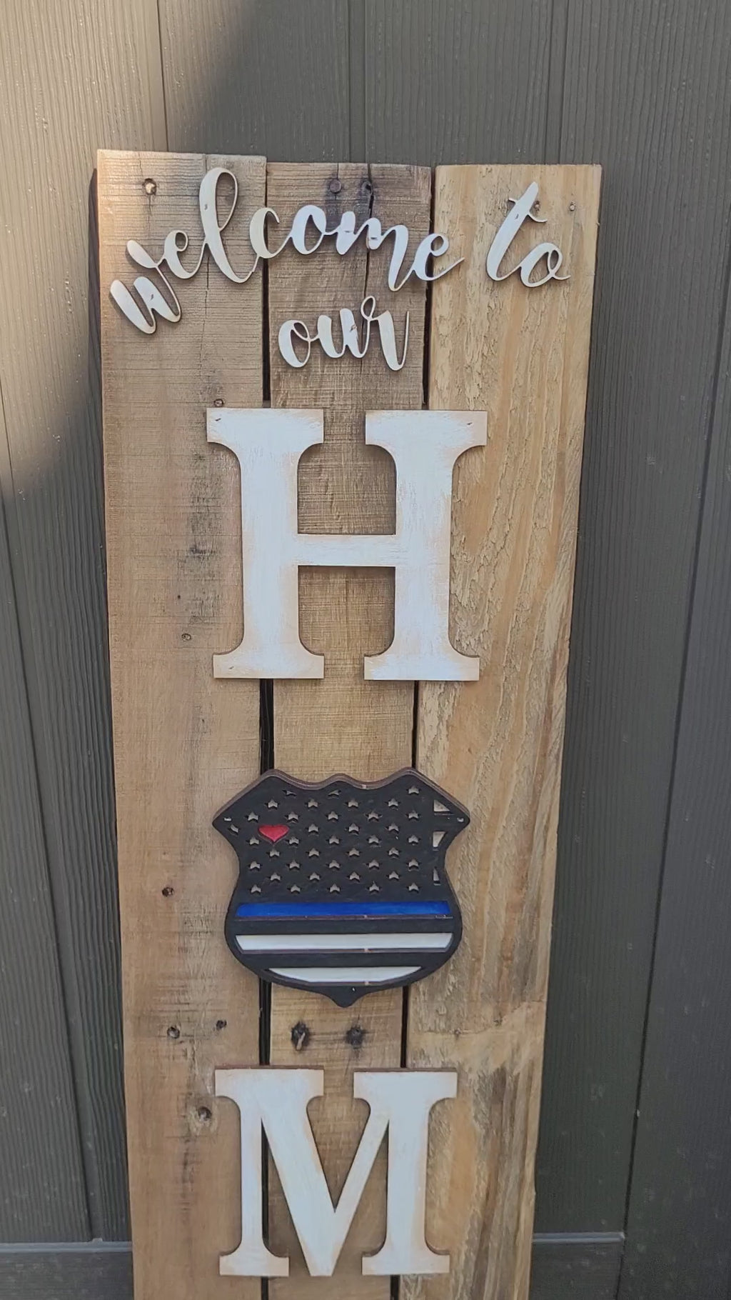 Rustic wood Welcome Sign (Police)